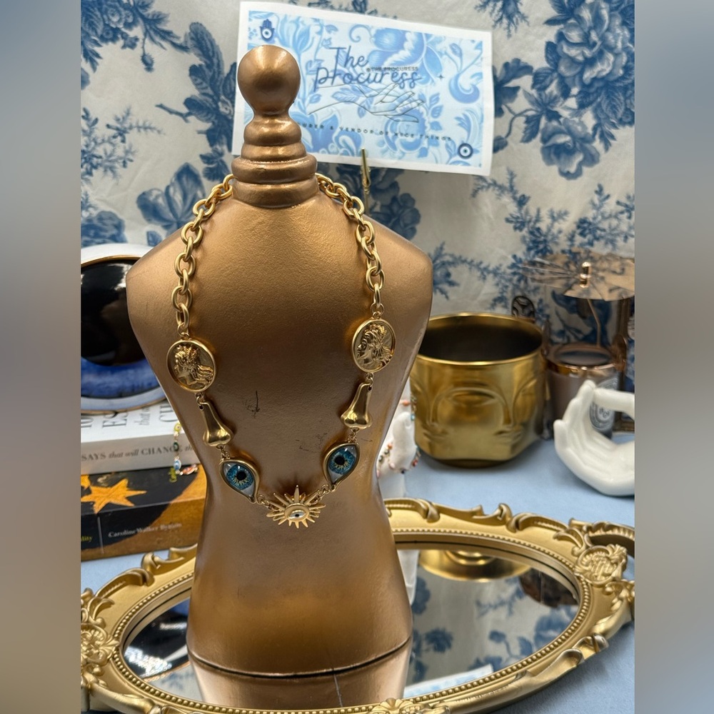 🆕 SCHIAPARELLI for Museum Gift Shop 🧿 NWOT Surrealist Charm Necklace, Blue Eye